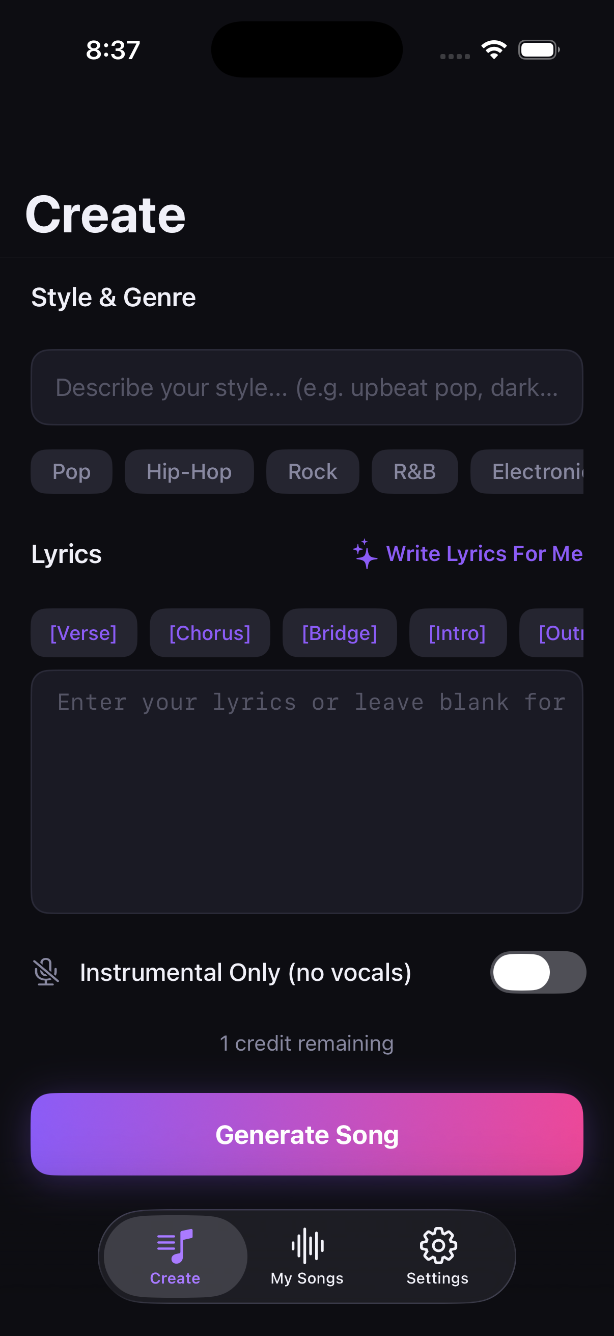 Create a song